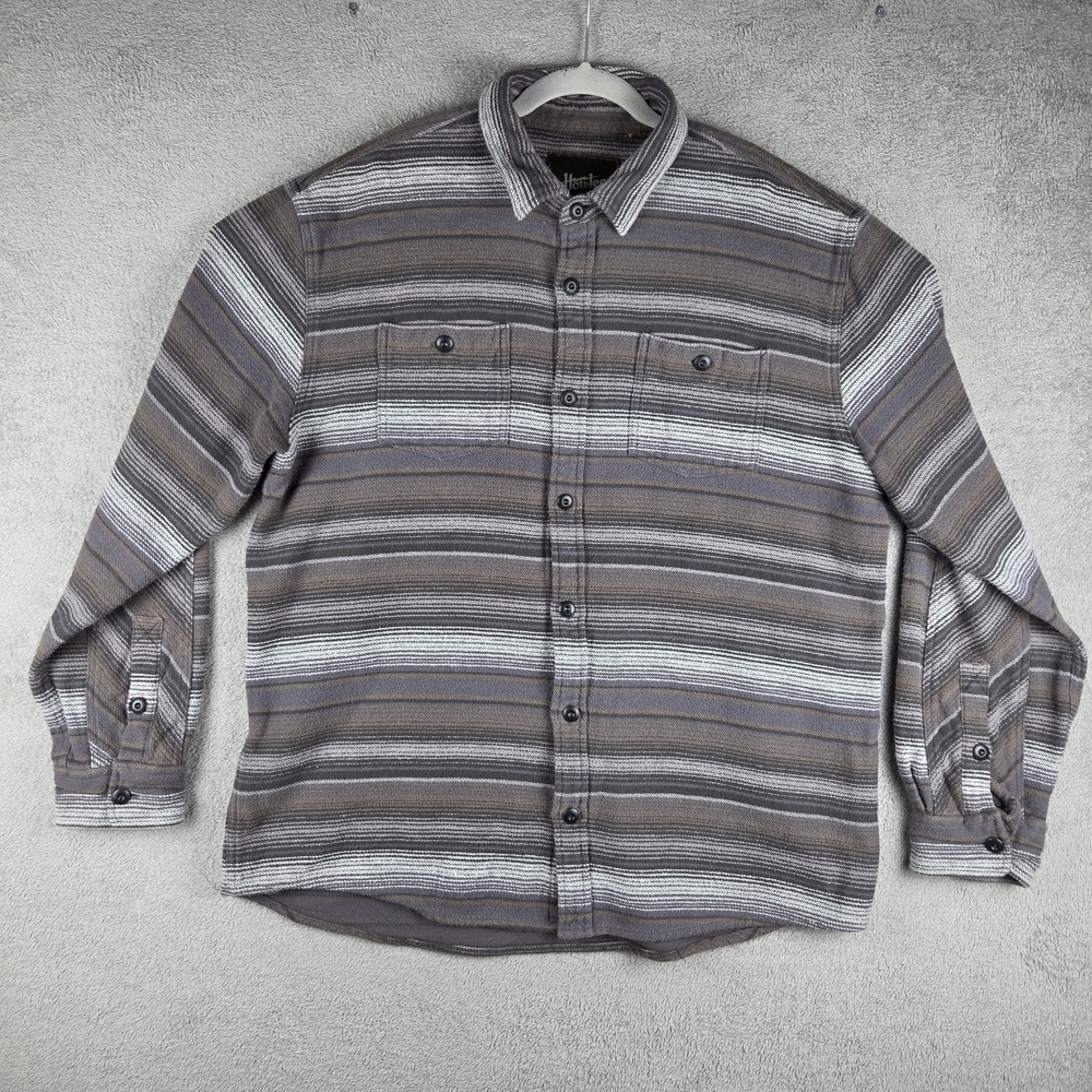 Howler Brothers Rodanthe Blanket Flannel Brown White Striped Shirt Men's XL